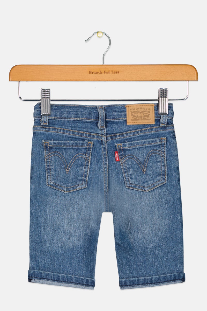 Levi's Toddlers Girl Washed Denim Shorts, Blue - Image 2