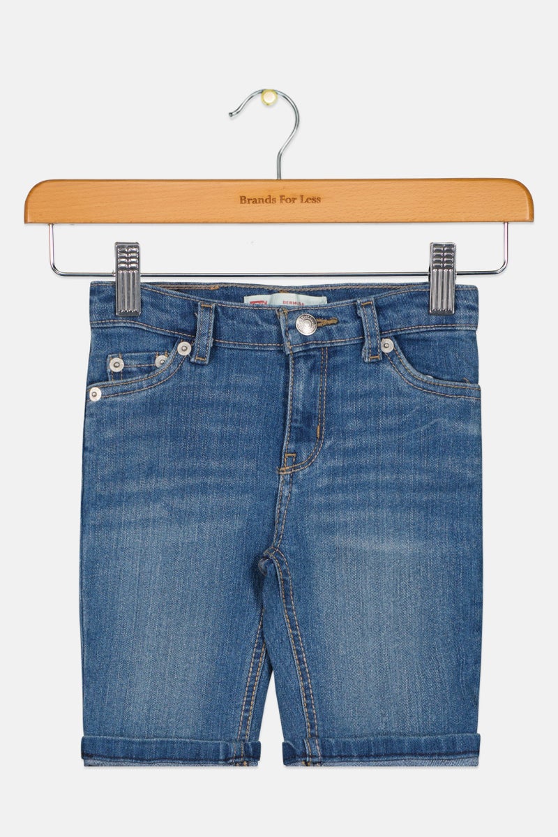 Levi's Toddlers Girl Washed Denim Shorts, Blue - Image 1