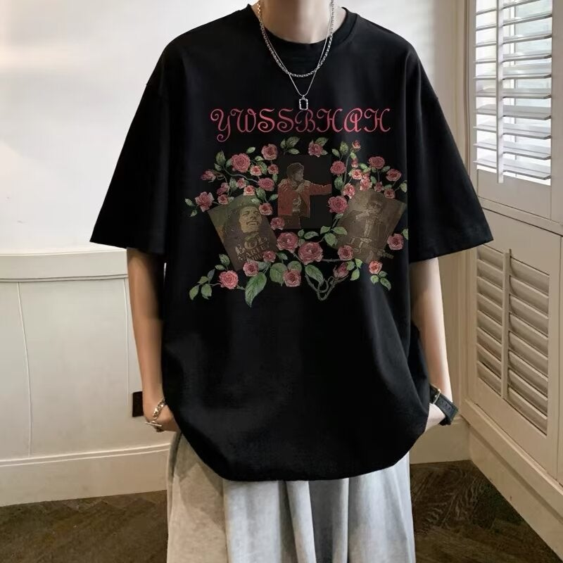 American Printed Short-sleeved T-shirt Men's Summer Loose Casual Fashion Base Shirt Teenage Men's and Women's Trendy Brand Heavy T-shirt - Image 5
