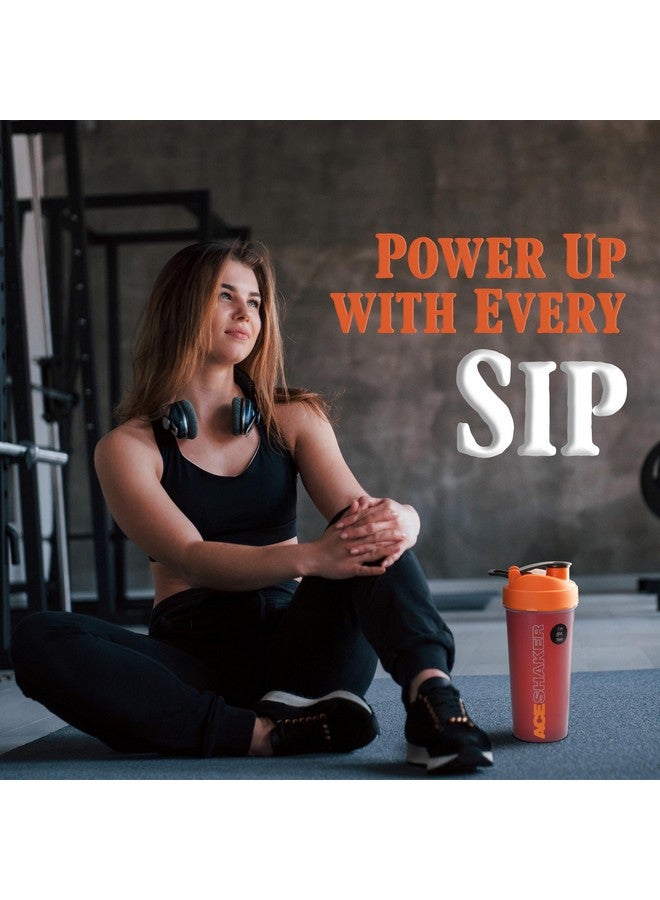 JAYPEE PLUS Jaypee Plus Ace Shaker with blending ball |Protein Shaker for Gym |Gym Bottle |Shaker bottles | Travel shaker 700 ml, Grey Orange  - Image 2