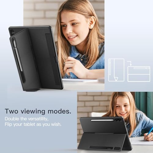 MICROWARE Keyboard with case Compatible for Samsung Galaxy Tab S9 FE+ / S9 Plus /S10+ 12.4 inch Keyboard Case - Folio Combo Smart Tablet Cover with Trackpad - 7 Color Backlit Keyboard Case Black - Image 5