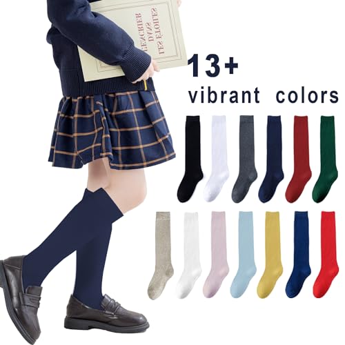 EPEIUS Girls Knee High Seamless Cotton School Uniform Socks - Kids Boy Long Socks 5-7 Years Navy Blue Black Burgundy 3 Pack M - Image 4