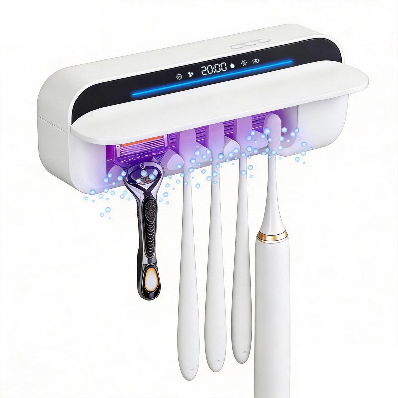 iHave Toothbrush Sanitizer Holder with 360Â° Disinfection, Mold & Odor Removal | Auto-Cycle UVC, 100M Ions & Fan Drying | Wall Mounted 5-Slot Toothbrush Holders for Bathrooms,Toothbrushes & Razor - Image 1