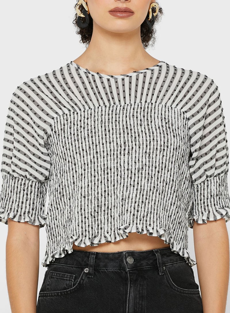 LOST INK Shirred Detail Stripe Top - Image 3