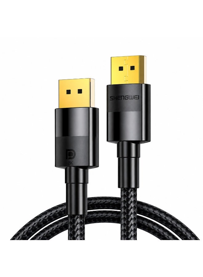 Shengwei كابل DisplayPort 1.4 بطول 2 متر - يدعم دقة 8K بمعدل 60 هرتز، ودقة 4K بمعدل 144 هرتز، ودقة 2K بمعدل 240 هرتز، كابل DisplayPort عالي السرعة إلى DisplayPort لشاشات الألعاب وأجهزة الكمبيوتر المكتبية والمحمولة - Image 1