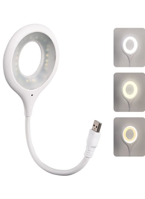 Voice Control USB Light for Laptop Keyboard, LED Reading Lamp Portable Small Night Light with Flexible Gooseneck for Power Bank, Computer, Sound Control 3 Color & 4 Brightness/On/Off
