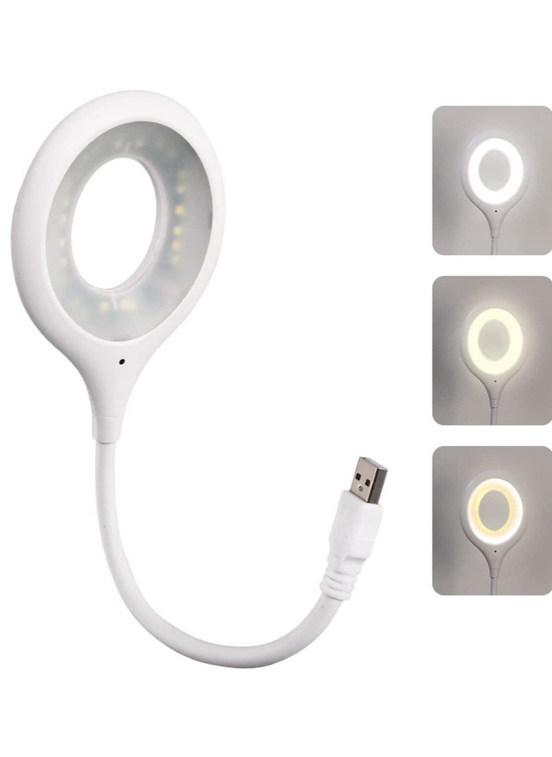 Voice Control USB Light for Laptop Keyboard, LED Reading Lamp Portable Small Night Light with Flexible Gooseneck for Power Bank, Computer, Sound Control 3 Color & 4 Brightness/On/Off