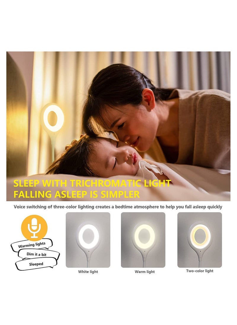 Voice Control USB Light for Laptop Keyboard, LED Reading Lamp Portable Small Night Light with Flexible Gooseneck for Power Bank, Computer, Sound Control 3 Color & 4 Brightness/On/Off