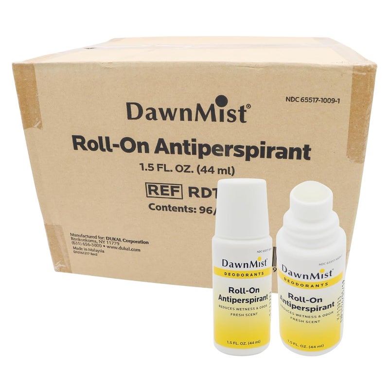 Dukal RD15 Dawn Mist Antiperspirant Deodorant, 1.5 oz, Roll-On, Fresh Scent, Travel Size, Pack of 96