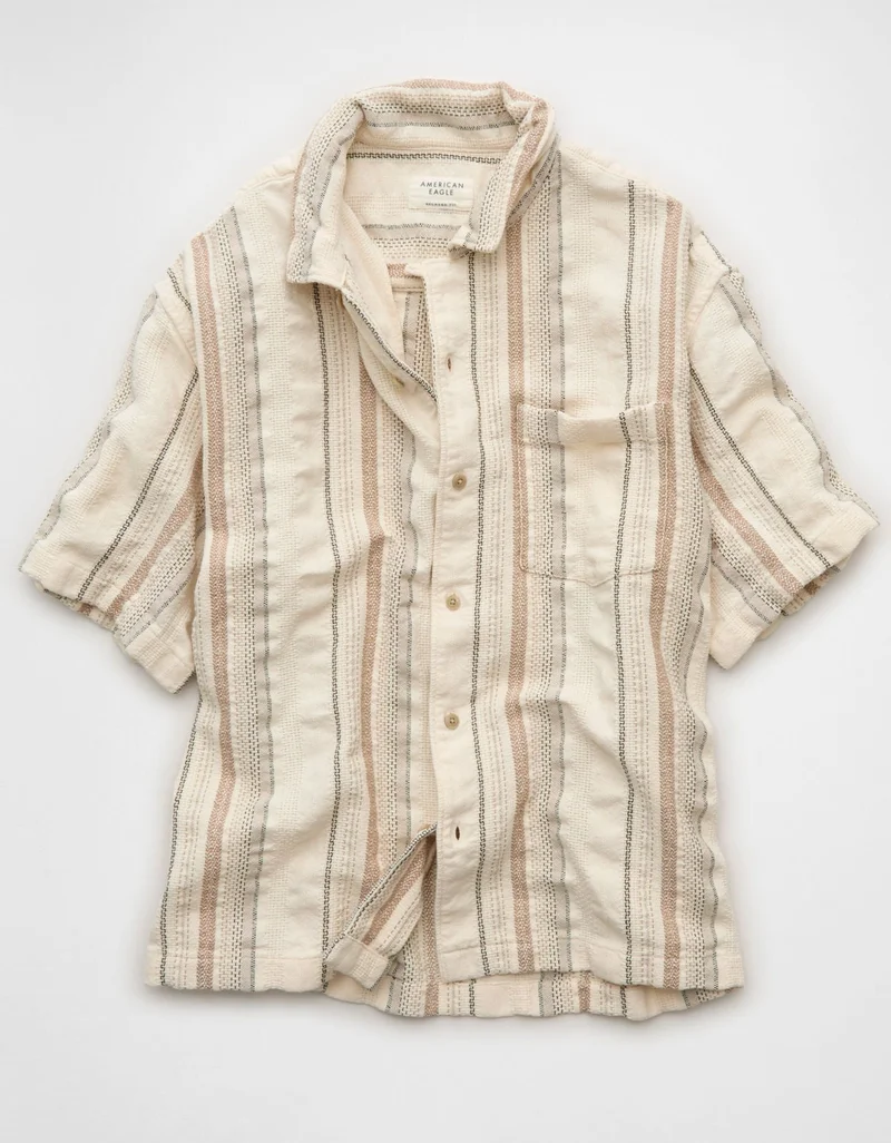American Eagle  AE Poolside Button-Up Shirt for Men | Best Price UAE