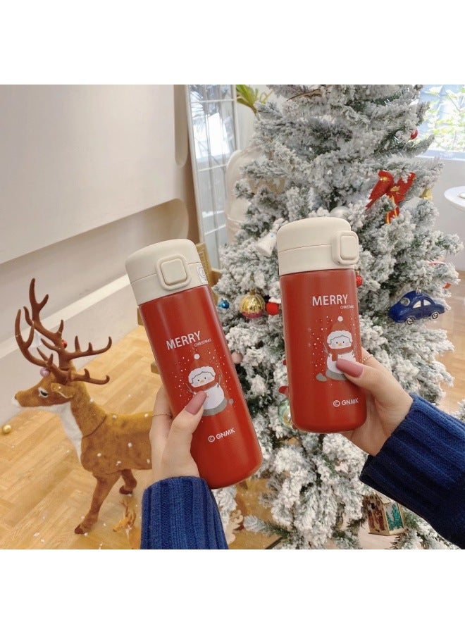 New Christmas Simple And Cute Square Buckle Thermos Cup Portable Lock Direct Drinking Pop-up Water Cup 304 Stainless Steel Cup