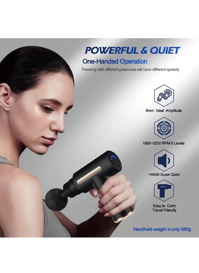 VOGMAX - Mini Massage gun Percussion Deep Tissue Muscle Massage with 6 Speed ​​Massager gun, Quiet Portable Electric Handheld Body Massager gun - Black - Image 1