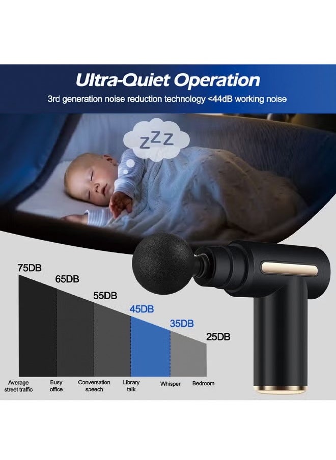 VOGMAX - Mini Massage gun Percussion Deep Tissue Muscle Massage with 6 Speed ​​Massager gun, Quiet Portable Electric Handheld Body Massager gun - Black - Image 1