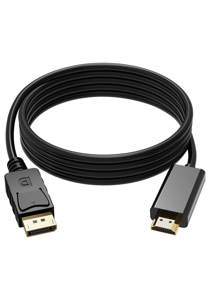 كابل منفذ شاشة عرض تليفزيون عالي الدقة HD إلى HDMI 3 متر(1920×1200)منفذ شاشةعرض 28 ايه دبليو جي FHD 1080 بيكسل لتوصيل أجهزة الكمبيوتر المكتبية واللاب توب ، أسود، 1.8 متر - Image 1