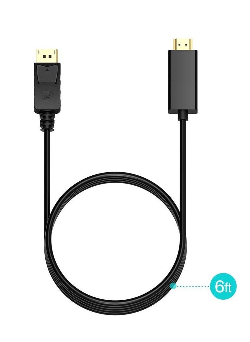 كابل منفذ شاشة عرض تليفزيون عالي الدقة HD إلى HDMI 3 متر(1920×1200)منفذ شاشةعرض 28 ايه دبليو جي FHD 1080 بيكسل لتوصيل أجهزة الكمبيوتر المكتبية واللاب توب ، أسود، 1.8 متر - Image 3