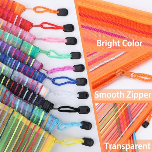 YOPCDJ 40 Pack 10 Colors Mesh Zipper Pouch Bags, Small Pouch Pencil Pouch Bulk, Cosmetics Makeup Bags Accessories Storage Bag, Home Organizing Office School Classroom Supplies - Image 3