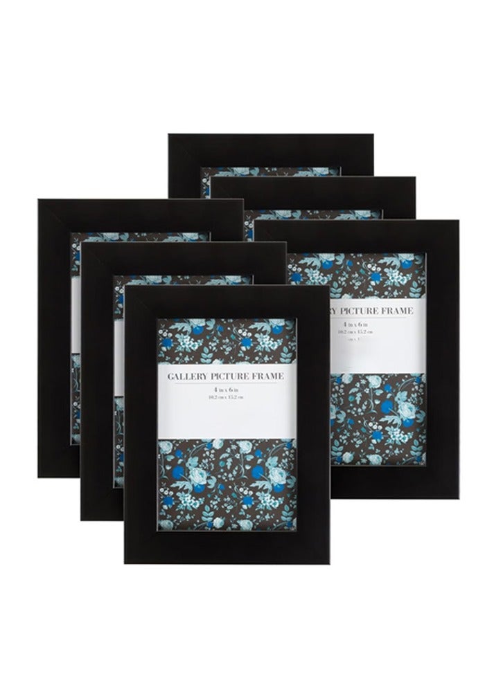 ديكور هيلز إطارات الصور وإطارات الصور من ديكور هيلز مقاس 4×6 بوصة - أسود مع زجاج حقيقي، للتركيب على الحائط وسطح الطاولة، عمودي وأفقي، عبوة من 6 قطع - Image 1