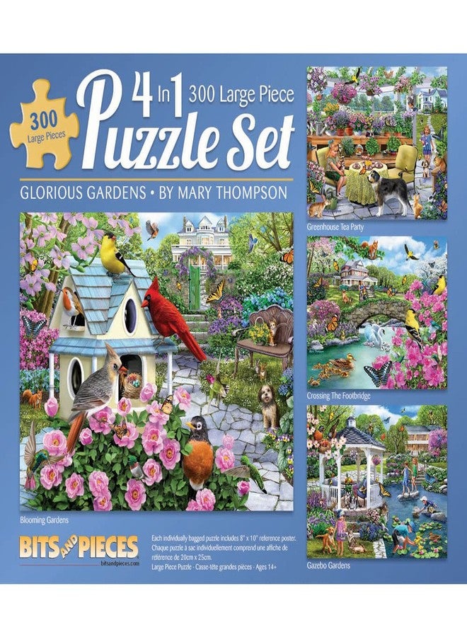 Bits and Pieces – 4-in-1 Multi-Pack 300 Piece Jigsaw Puzzles for Adults – Jigsaw Puzzle Set Bundle by Mary Thompson, Completed Puzzle Size: 16" x 20" - Image 1