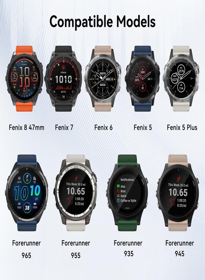 ISABAKE Watch Strap for Fenix 8 47mm/7/6 Pro/5 Plus, 22mm Silicone Quickfit Replacement Band for Garmin Epix Pro 47mm/Forerunner 945/935, 22MM - Image 5