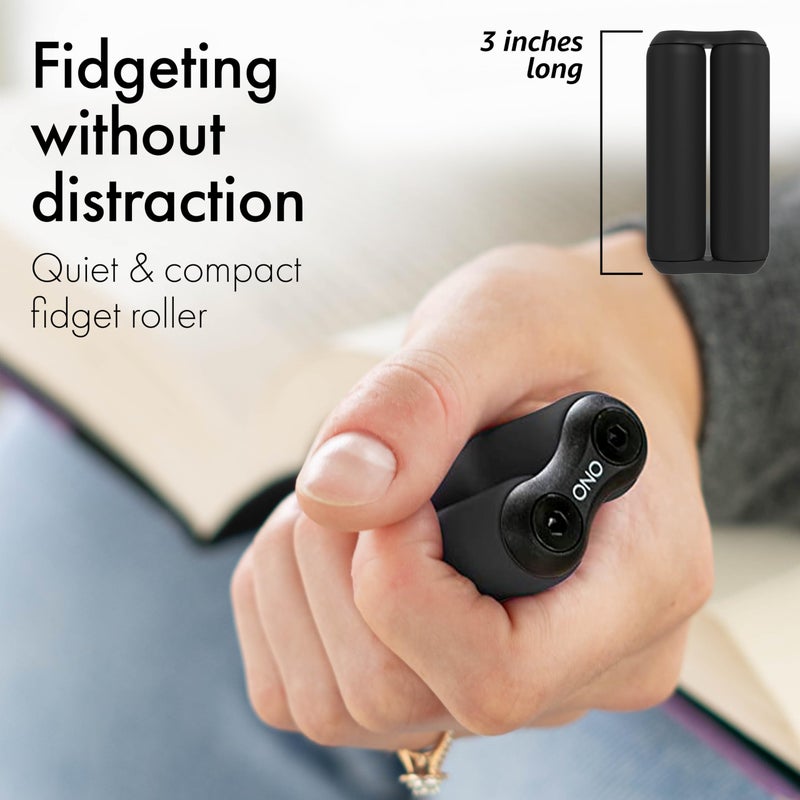 ONO Roller  Handheld Fidget Toy for Adults  Help Relieve Stress Anxiety Tension  Promotes Focus Clarity  Compact Portable Design Black Junior Size  ABS Plastic - Image 3