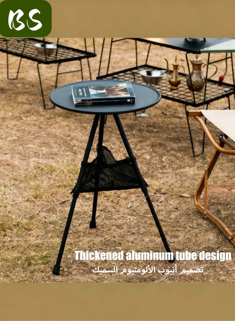 BS Outdoor folding table (unlike other tables nominally made of aluminum but actually made of steel, this is a genuine aluminum alloy) | Adjustable picnic table with storage bag and hanging net | Adjustable compact camping table | Portable tripod hiking coffee table (extendable) - Image 2
