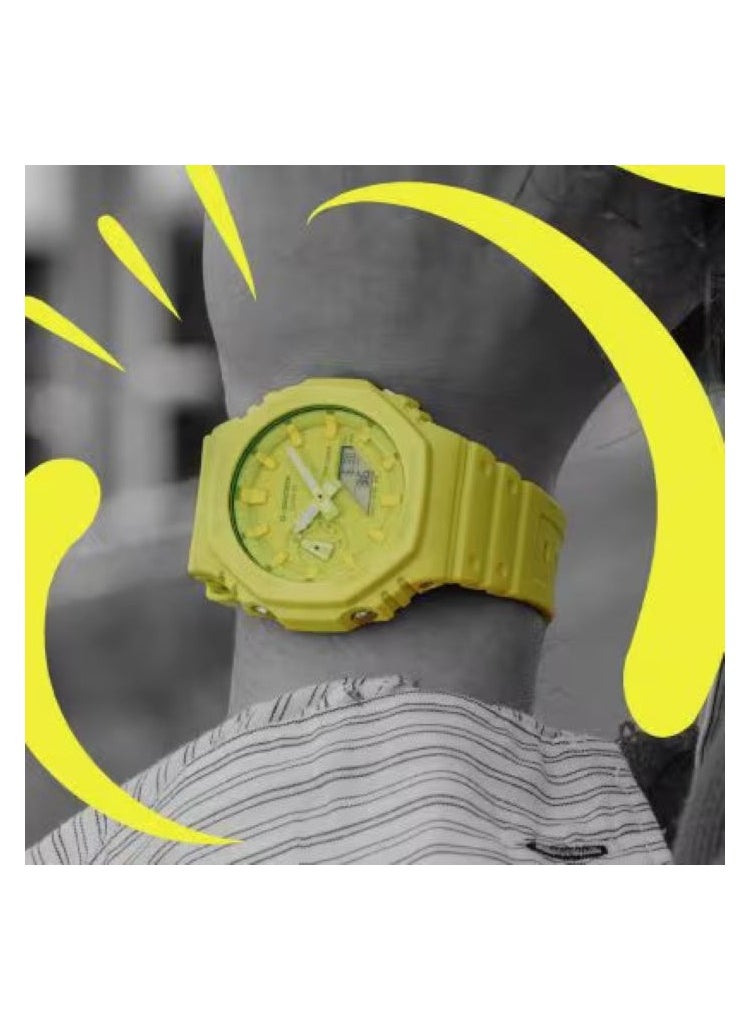 G-SHOCK Casio G-shock GA-2100-9A9 Carbon Core Guard Analog-Digital Watch - Stylish Design with Resin Band, Ideal for Daily Wear and Sports Activities - Yellow watch  - Image 5