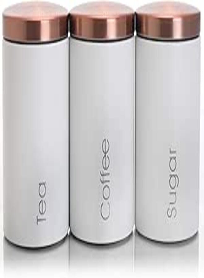 MegaChef Food Storage and Organization Canister Set Collection, 3 Piece, White