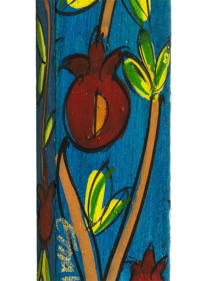Yair Emanuel Hand-Painted 4.9 Inch Wooden Mezuzah Case with Pomegranate Design - Jewish Home Blessing Judaica Gift - Image 2