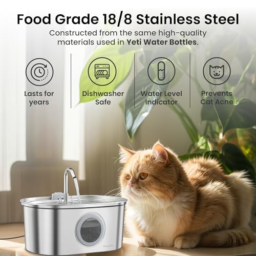 PawsPik SS-01 Stainless Steel Faucet-Design Cat Fountain, 108.2 oz. - Image 2