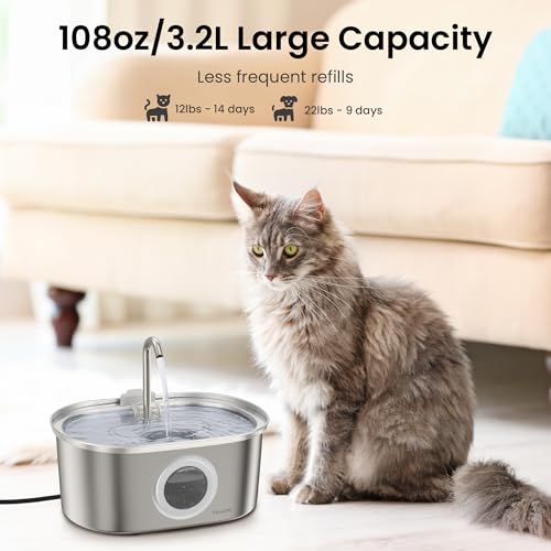 PawsPik SS-01 Stainless Steel Faucet-Design Cat Fountain, 108.2 oz. - Image 3