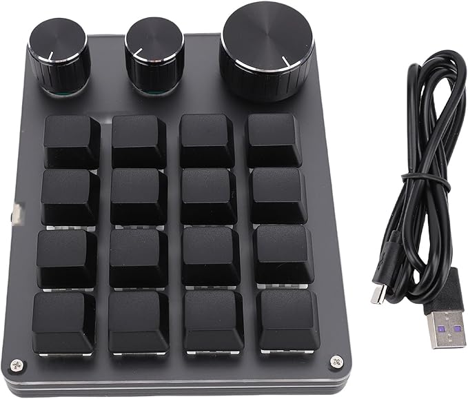 Programmable Macro Keypad 16 Key One Handed Mechanical Keyboard Black - Image 1