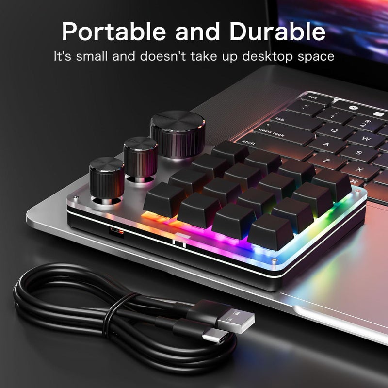 Programmable Macro Keypad 16 Key One Handed Mechanical Keyboard Black - Image 3