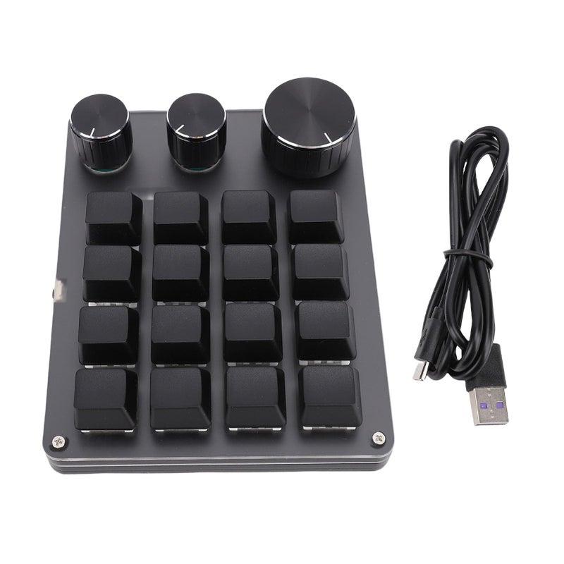 Programmable Macro Keypad 16 Key One Handed Mechanical Keyboard Black - Image 2