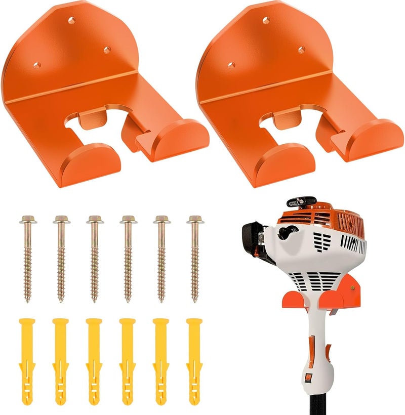 RO6G Weedeater Hanger, Garage Organizer Trimmer Rack, Weed Wacker Holder, Weed Eater Holder Wall Mount for Grass Trimmer, Hedge Trimmer, Garage Trimmer Garden Tools - 2 Pack - Image 1