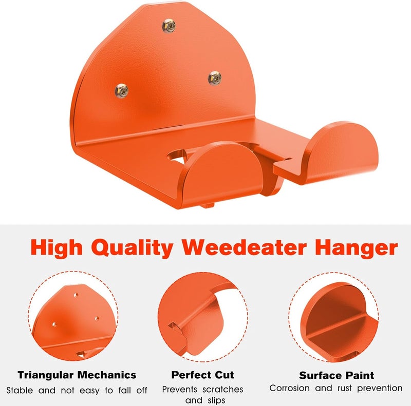 RO6G Weedeater Hanger, Garage Organizer Trimmer Rack, Weed Wacker Holder, Weed Eater Holder Wall Mount for Grass Trimmer, Hedge Trimmer, Garage Trimmer Garden Tools - 2 Pack - Image 5