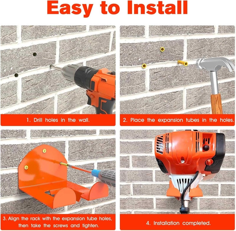 RO6G Weedeater Hanger, Garage Organizer Trimmer Rack, Weed Wacker Holder, Weed Eater Holder Wall Mount for Grass Trimmer, Hedge Trimmer, Garage Trimmer Garden Tools - 2 Pack - Image 4