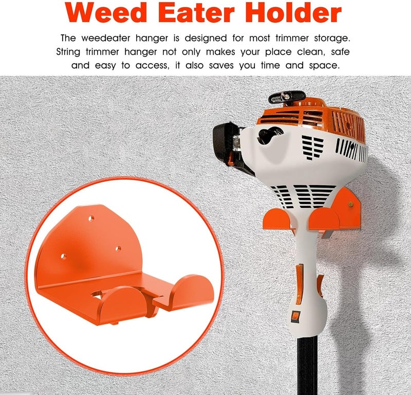 RO6G Weedeater Hanger, Garage Organizer Trimmer Rack, Weed Wacker Holder, Weed Eater Holder Wall Mount for Grass Trimmer, Hedge Trimmer, Garage Trimmer Garden Tools - 2 Pack - Image 2