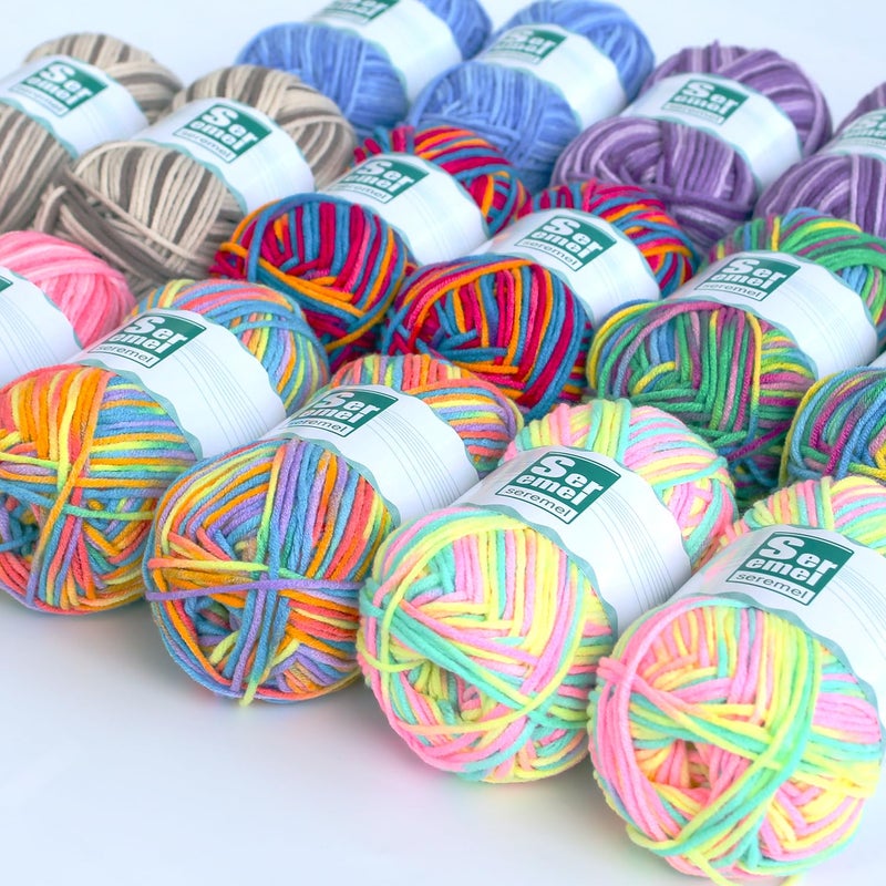 seremel 2 Pcs ï¼ˆ2 * 48g/2 * 142yardsï¼‰Crochet/Knitting Rainbow Yarn,Multicolor Variegated 100% Acrylic Yarn,Crochet Yarn for Beginners,Soft Yarn for Crocheting Blanket (Pink White Flower) - Image 2
