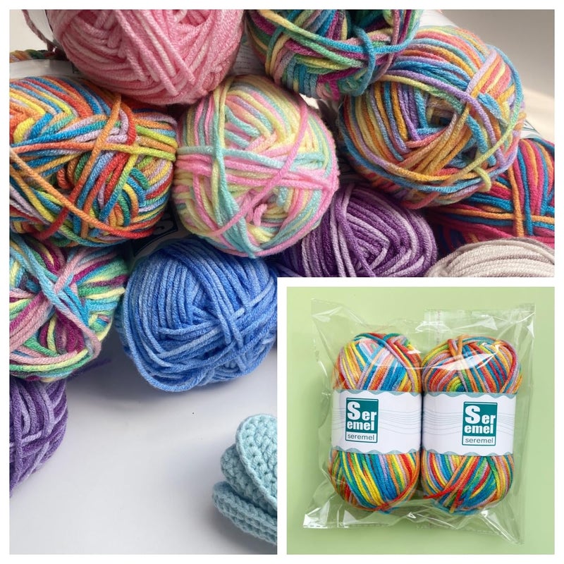seremel 2 Pcs ï¼ˆ2 * 48g/2 * 142yardsï¼‰Crochet/Knitting Rainbow Yarn,Multicolor Variegated 100% Acrylic Yarn,Crochet Yarn for Beginners,Soft Yarn for Crocheting Blanket (Pink White Flower) - Image 4