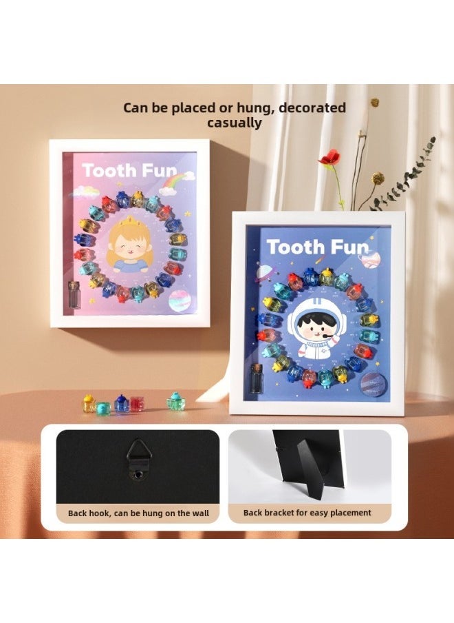 Children's Teeth Storage Box Baby's Teeth Box Collection Commemorative Box Boy's Teeth Change Preservation Teeth Collection Bottle Suit-Color:Astronaut Photo Frame  - Image 3