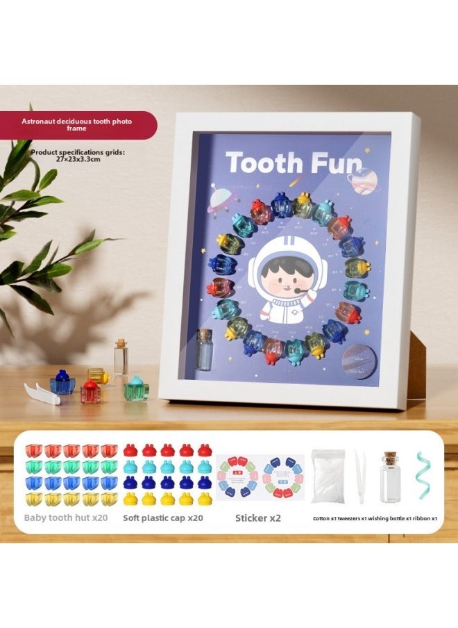 Children's Teeth Storage Box Baby's Teeth Box Collection Commemorative Box Boy's Teeth Change Preservation Teeth Collection Bottle Suit-Color:Astronaut Photo Frame  - Image 1