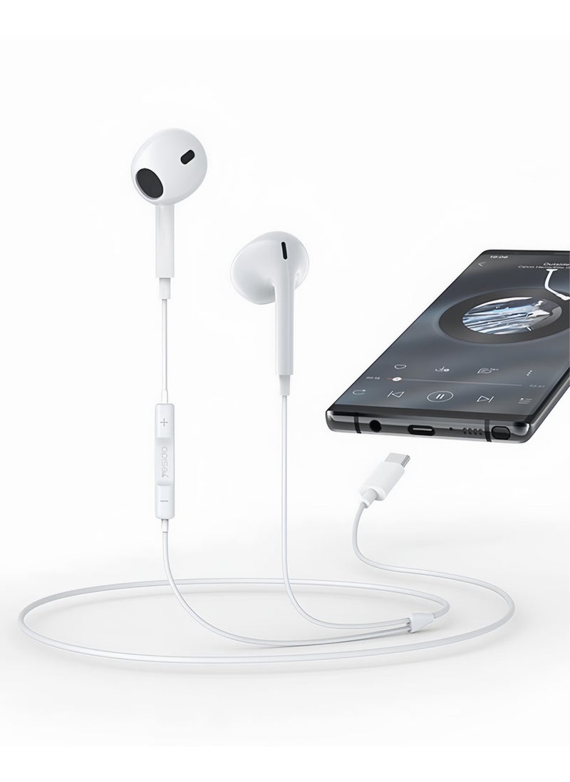 Yesido USB-C Headphones for iPhone 16/15, Galaxy S23/S22/S21, iPad Pro, Pixel 7/6 – HiFi Stereo Earbuds with Mic & Volume Control – Crystal-Clear Sound, Noise Isolation & Hands-Free Calling – Durable & Tangle-Free Design  - Image 1