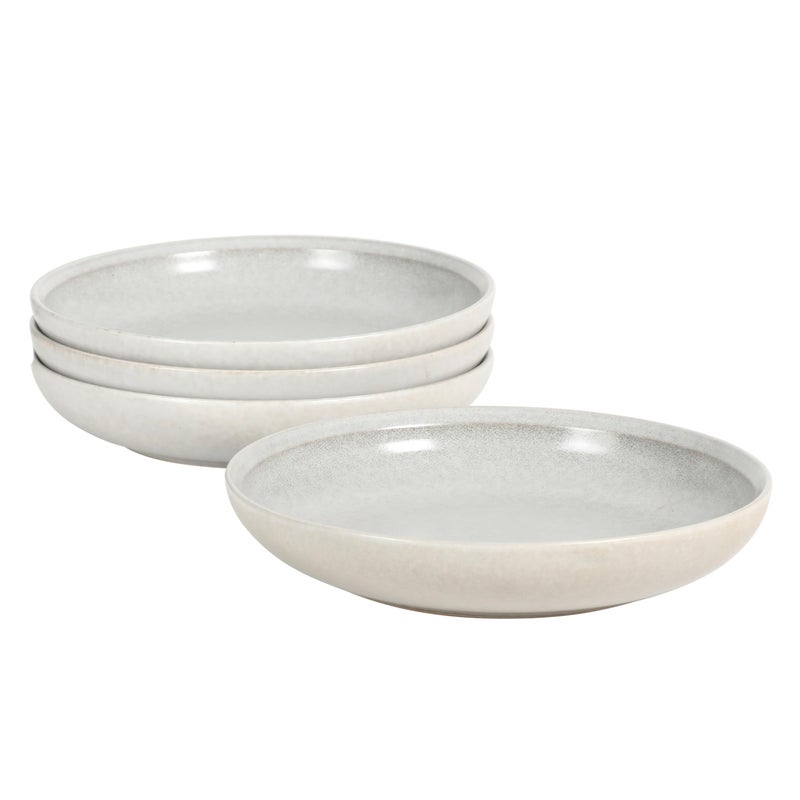 Gibson Elite Beckett 4-Piece Ash White Dinner Bowl Set â€“ Reactive Glaze Stoneware â€“ Shallow Pasta Bowls â€“ Round Wide-Rim Design â€“ Microwave & Dishwasher Safe - Image 1