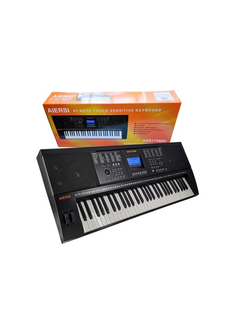 Aiersi 61 Keys Touch Response Electronic Organ ARS1758BK  - Image 2