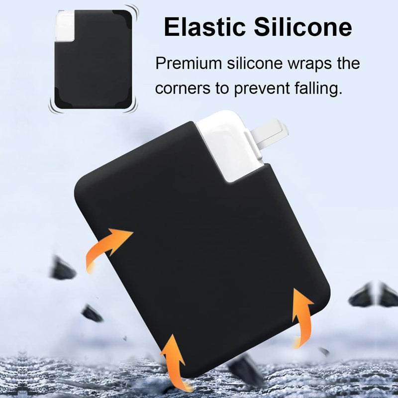 SJet Soft Silicone Charger Case Cover for 2022~2025+ MacBook Air 13.6 Inch (Model: M4 A3240/A2681), 2018+ Air 13.3 Inch (Model: A1932/A2337/A2179) and Pro 12 Inch A1534, for 29W/30W/35W Charger (Black) - Image 3