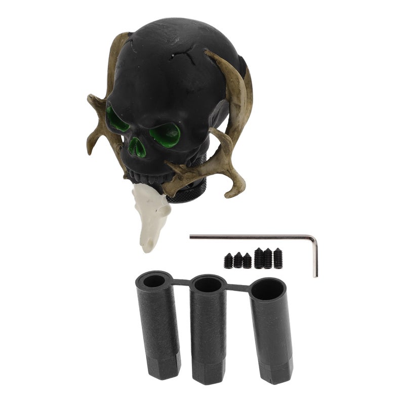 HEROFFIX 10cm Skull Shift Knob Universal Gear Shifter Knob Resin Stick Shifter Lever Knob for Automatic and Manual Vehicle with 3 Adapter Black 1 Set - Image 3