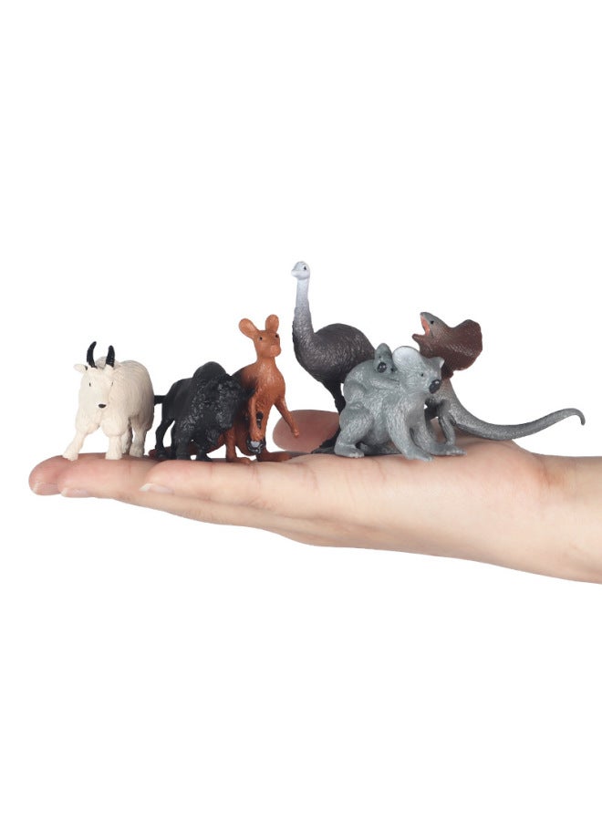 Children's Simulation Wild Grassland Animal Model Mini Lion Giraffe Elephant Orangutan Kangaroo Deer Lizard Toy-Color:DT Mini Grassland Animals (12 Models Suit) - Image 4