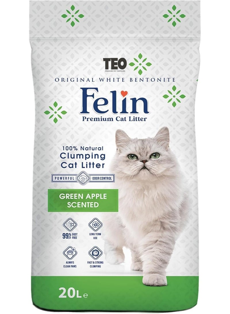 فيلين فیلن کیٹ لیٹر کلمپنگ ڈسٹ فری 20L تفاحة خضراء - Image 1