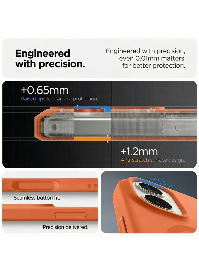 Mobcos Mobcos iPhone 17 Orange Elite Ring Mobcos iPhone 17 Orange Elite Ring Premium Silicone Magnetic Wireless Charging Case for iPhone | Silky Soft Touch | Military-Grade Shockproof Protection | Strong Magnetic Compatibility | Luxury Slim Cover  | Best Price UAE