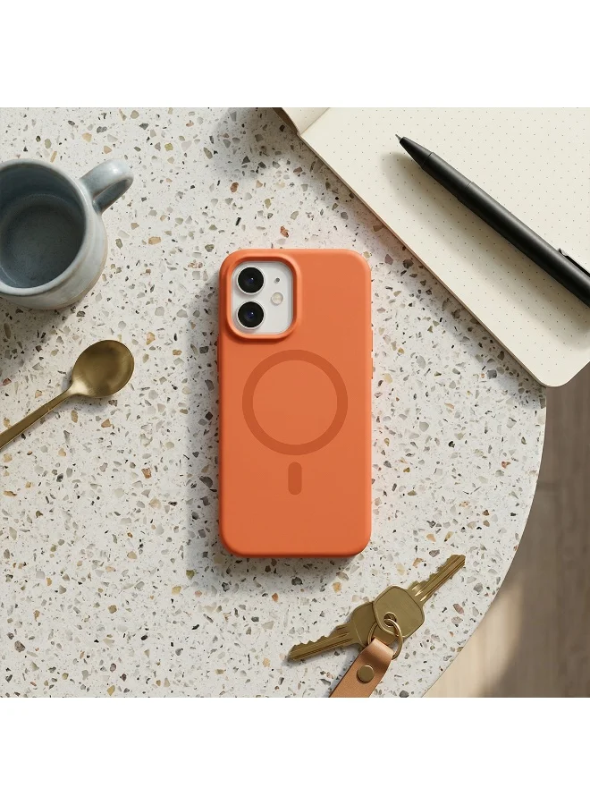 Mobcos Mobcos iPhone 17 Orange Elite Ring Mobcos iPhone 17 Orange Elite Ring Premium Silicone Magnetic Wireless Charging Case for iPhone | Silky Soft Touch | Military-Grade Shockproof Protection | Strong Magnetic Compatibility | Luxury Slim Cover  | Best Price UAE